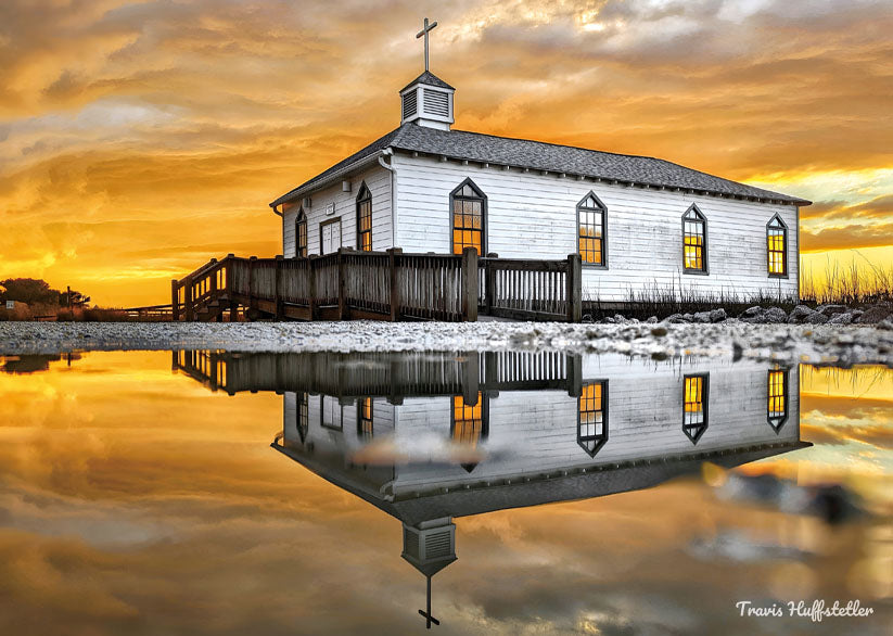 Jigsaw Puzzle Reflections of the Pawleys Island Chapel - 500 Pieces Puzzle - Travis Huffstetler Photography