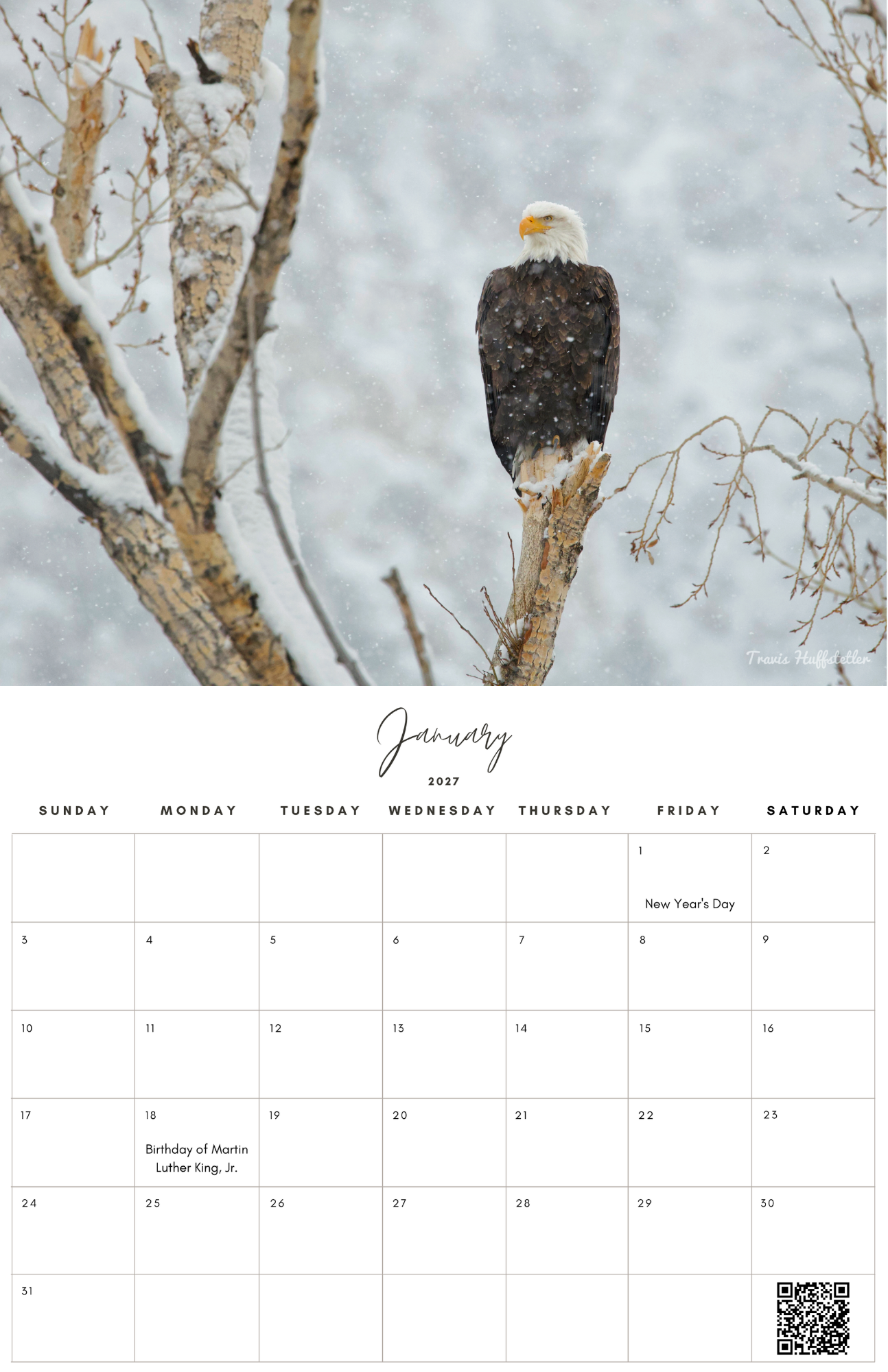 (PRE-SALE) 2027 Bald Eagles Wall Calendar by Travis Huffstetler
