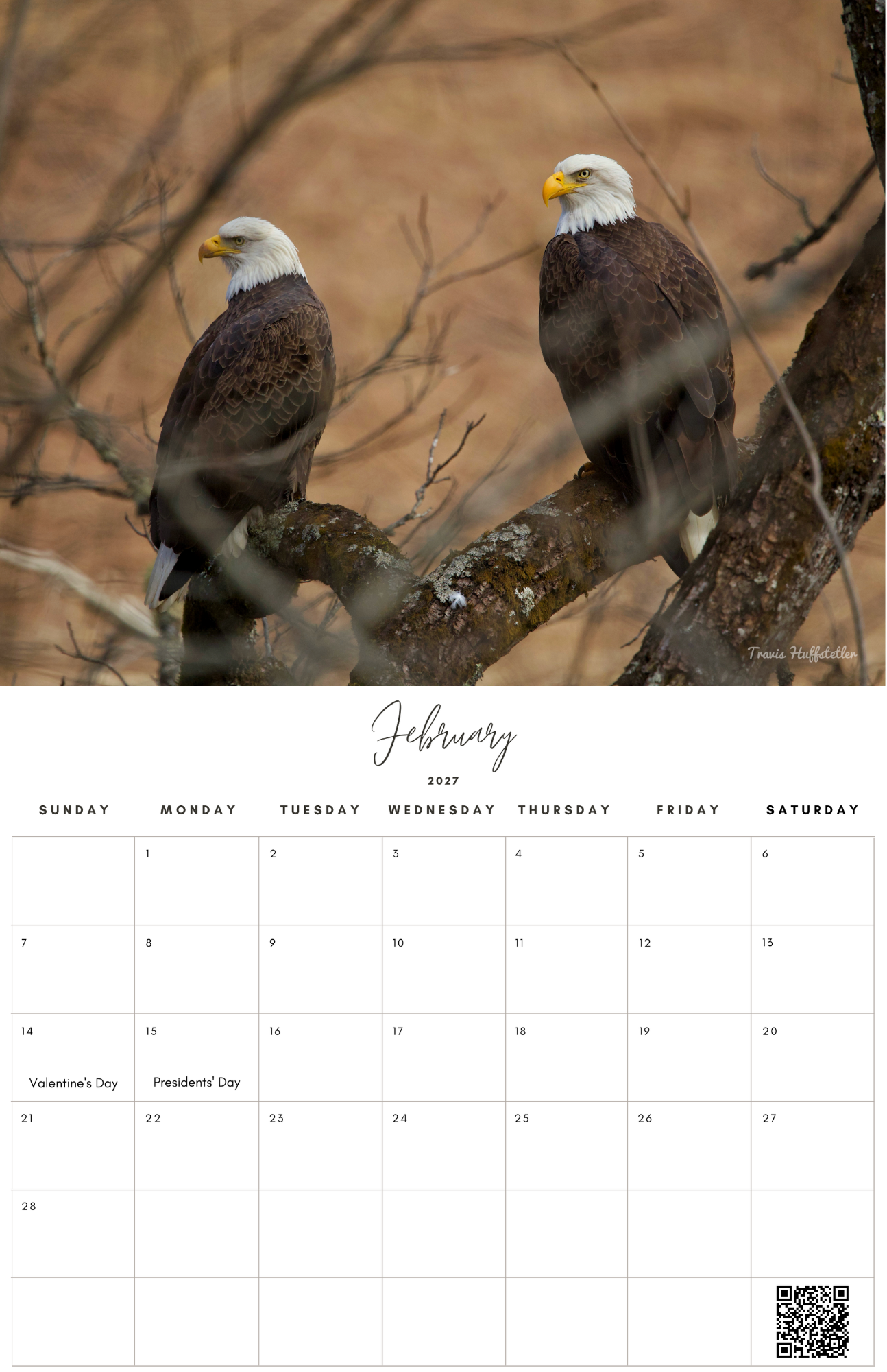 (PRE-SALE) 2027 Bald Eagles Wall Calendar by Travis Huffstetler