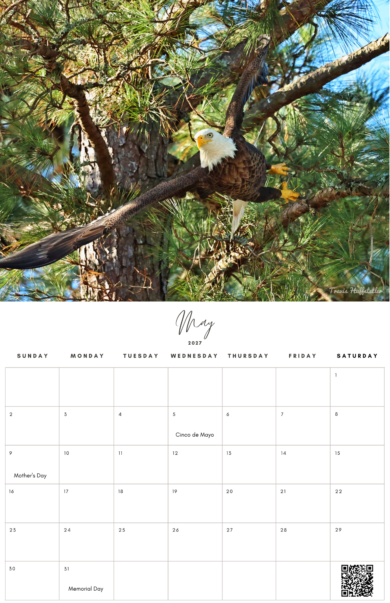 (PRE-SALE) 2027 Bald Eagles Wall Calendar by Travis Huffstetler