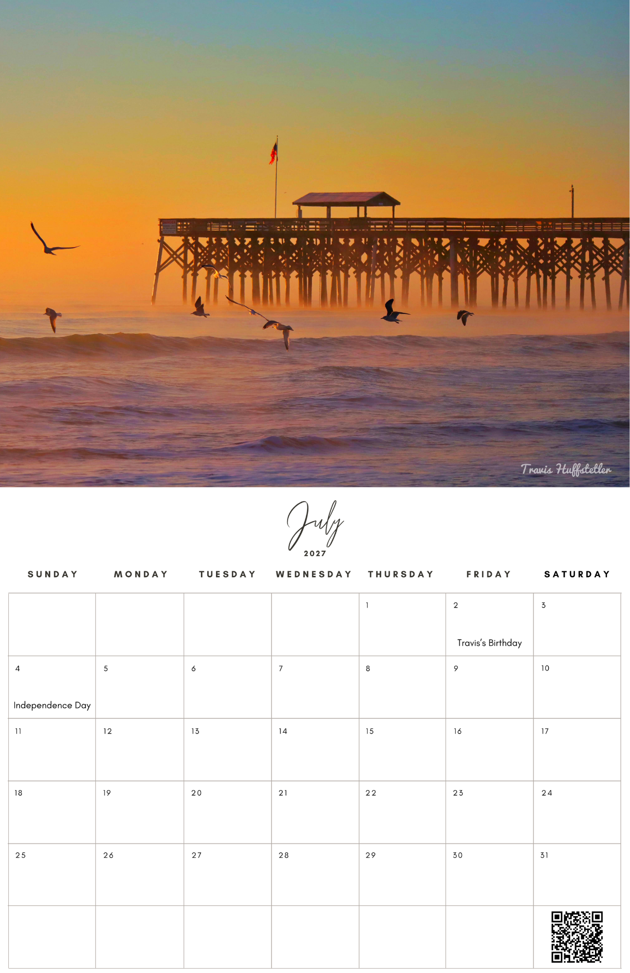 (PRE-SALE) 2027 Pawleys Island Calendar by Travis Huffstetler