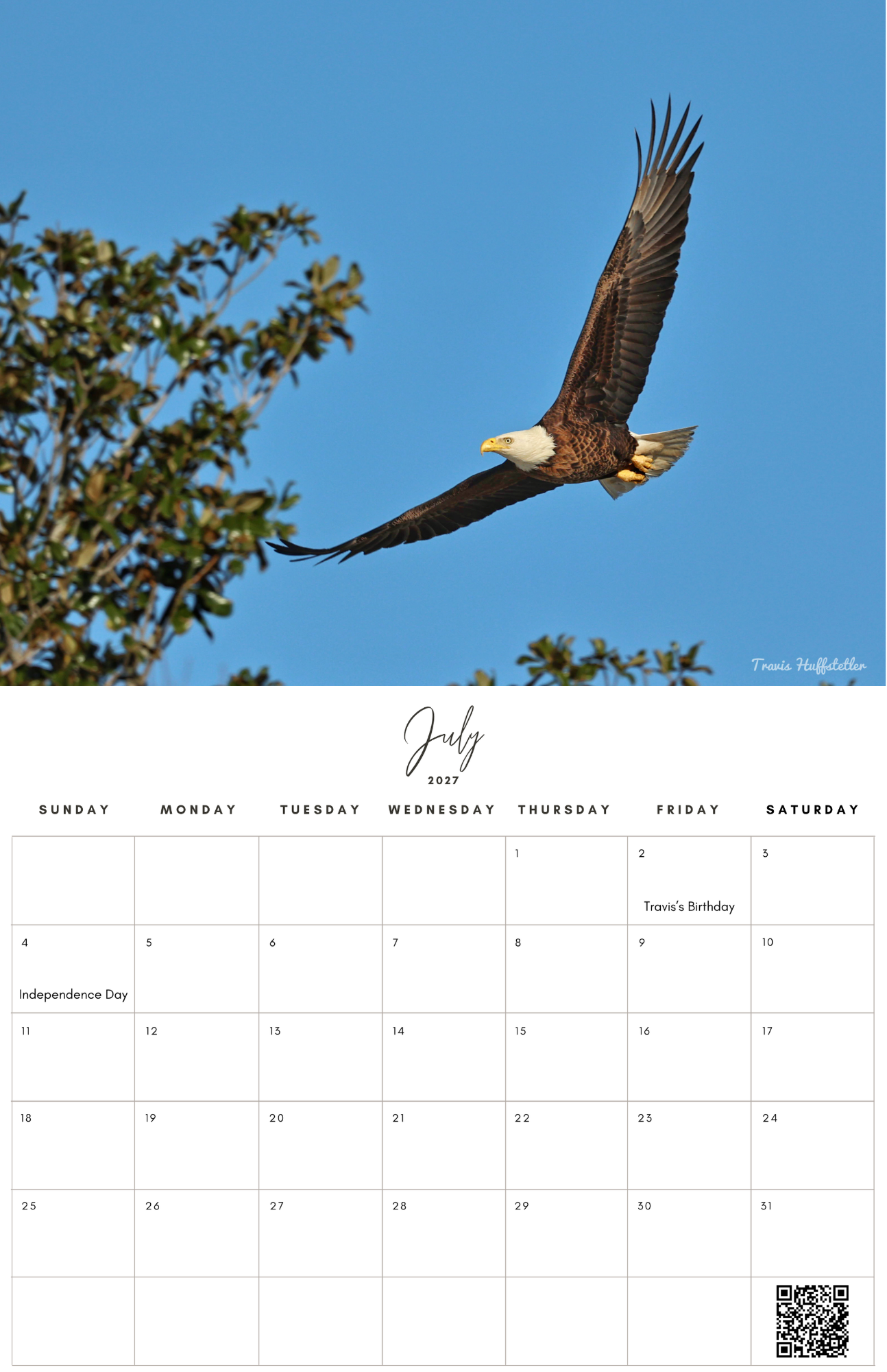 (PRE-SALE) 2027 Bald Eagles Wall Calendar by Travis Huffstetler
