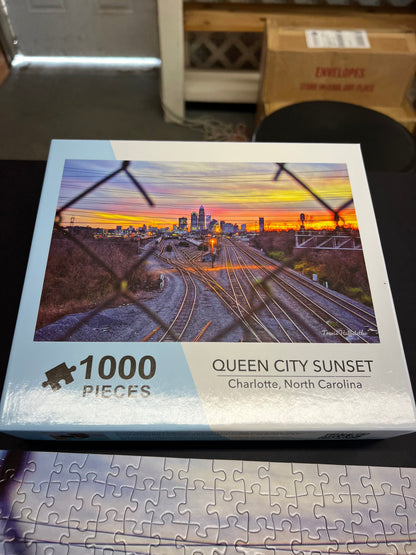 Jigsaw Puzzle Charlotte Queen City Sunset - 1000 Pieces Puzzle - Travis Huffstetler Photography
